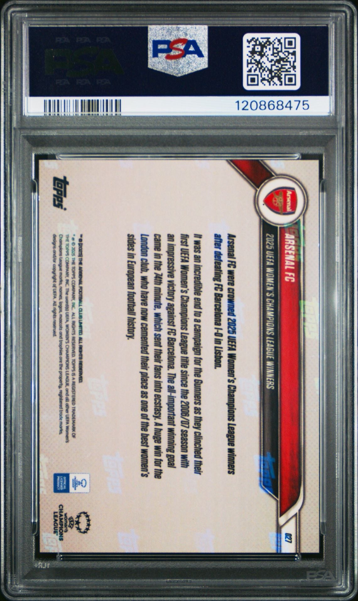 2024 -25 TOPPS NOW UEFA WOMEN'S CHAMPIONS LEAGUE GOLD FOIL 06/50 - PSA 10 POP 1