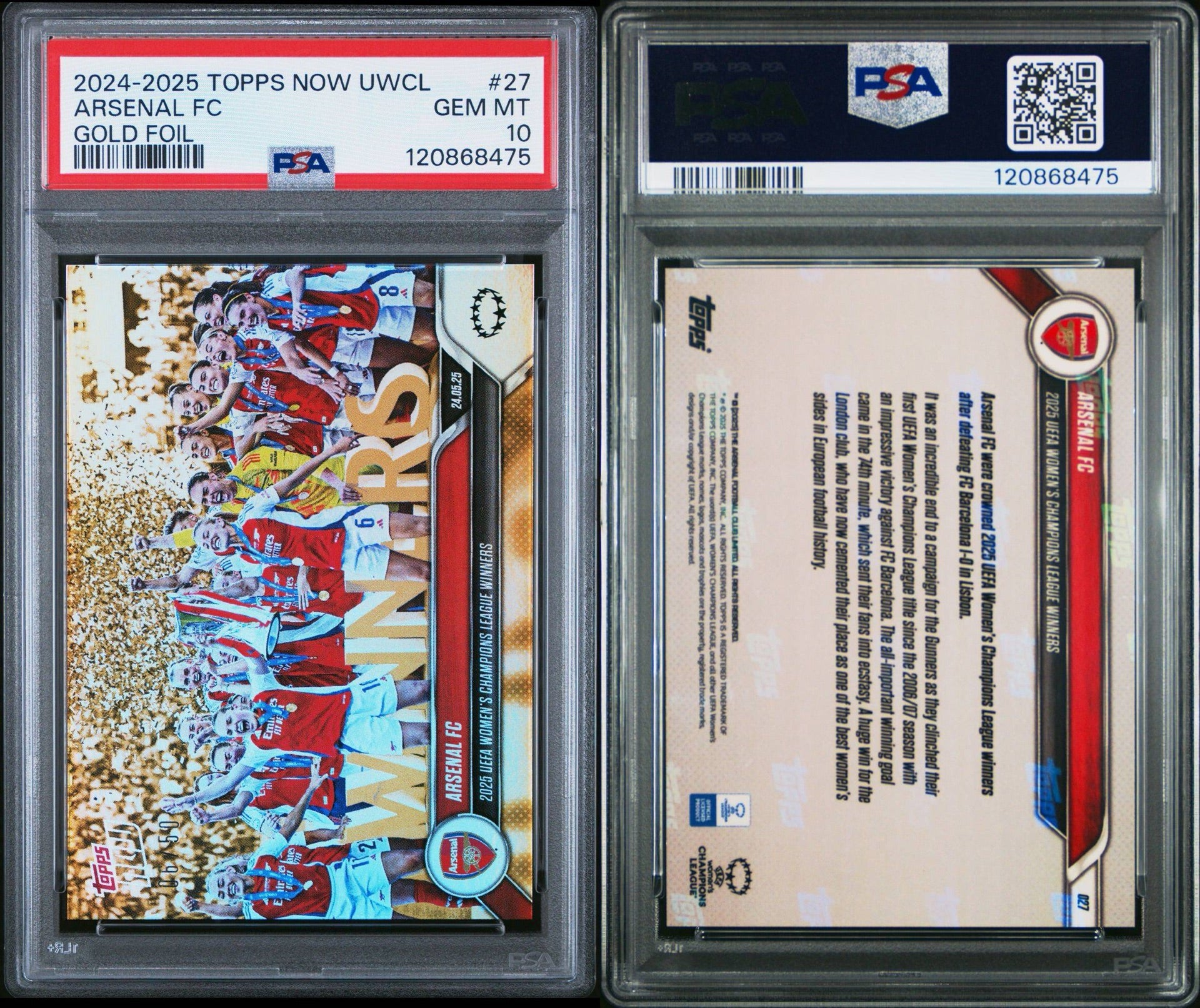 2024 -25 TOPPS NOW UEFA WOMEN'S CHAMPIONS LEAGUE GOLD FOIL 06/50 - PSA 10 POP 1